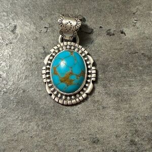 Turquoise and Silver Pendant Necklace